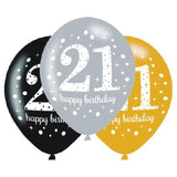 Sparkling 21st Birthday Balloons 6pk - The Party Room