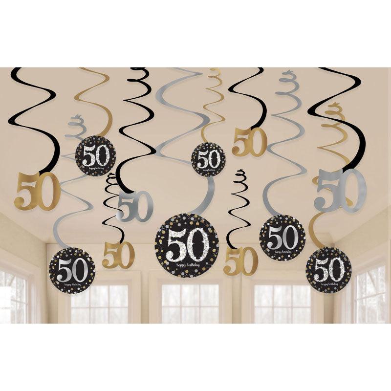 Sparkling 50th Birthday Hanging Swirls NZ | The Party Room