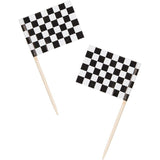 Black & White Checkered Flag Picks 50pk - The Party Room