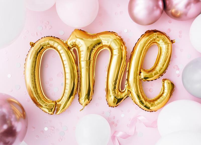 Gold One Script Foil Balloons NZ | The Party Room