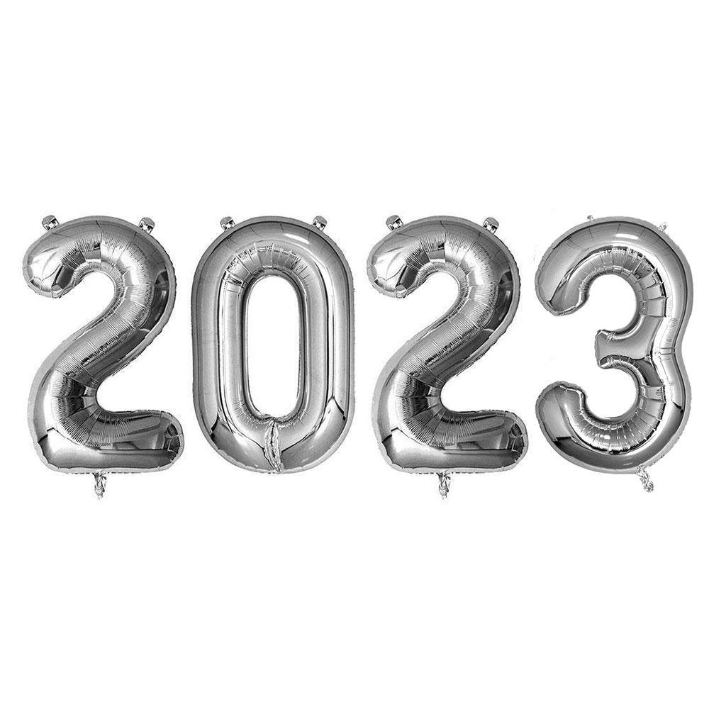 Silver Happy New Year Foil Balloon Kit