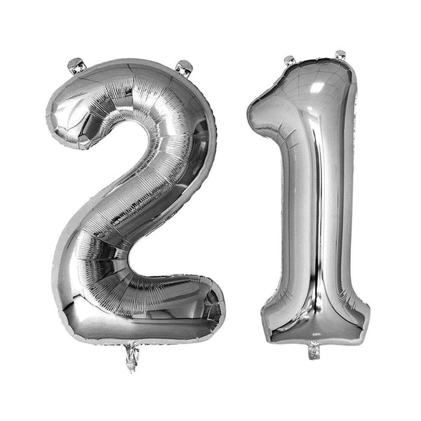 Silver Foil 21st Jumbo Number Balloons | The Party Room NZ