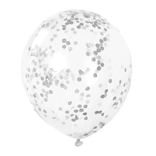 Silver Confetti Balloons (6 Pack) | The Party Room Auckland NZ