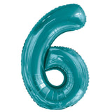 Teal Giant Foil Number Balloon - 6 - The Party Room